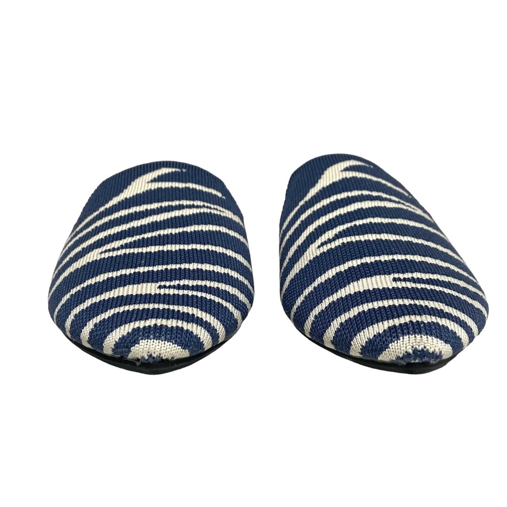 TILOCOW Blue Zebra Stripe Pointed Toe Knit Mules - Picture 9 of 16